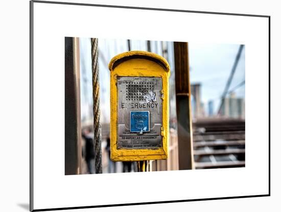 Police Emergency Call Box on the Walkway of the Brooklyn Bridge in New York City-Philippe Hugonnard-Mounted Art Print