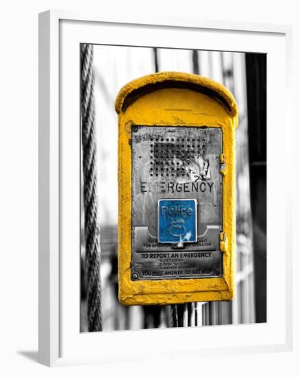 Police Emergency Call Box on the Walkway of the Brooklyn Bridge in New York-Philippe Hugonnard-Framed Premium Photographic Print