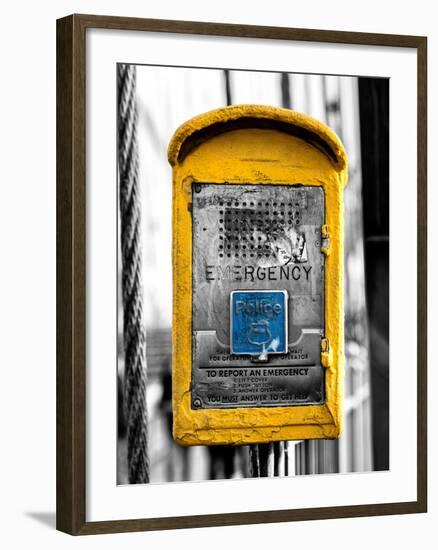 Police Emergency Call Box on the Walkway of the Brooklyn Bridge in New York-Philippe Hugonnard-Framed Premium Photographic Print