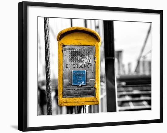 Police Emergency Call Box on the Walkway of the Brooklyn Bridge in New York-Philippe Hugonnard-Framed Photographic Print