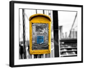 Police Emergency Call Box on the Walkway of the Brooklyn Bridge in New York-Philippe Hugonnard-Framed Photographic Print
