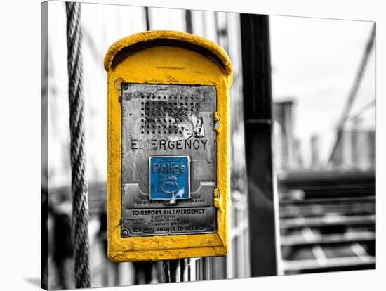 Police Emergency Call Box on the Walkway of the Brooklyn Bridge in New York-Philippe Hugonnard-Stretched Canvas