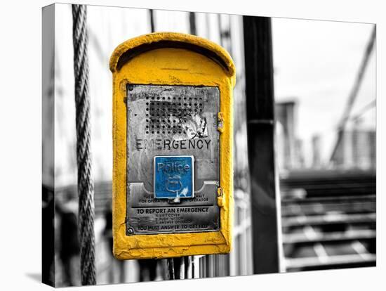 Police Emergency Call Box on the Walkway of the Brooklyn Bridge in New York-Philippe Hugonnard-Stretched Canvas