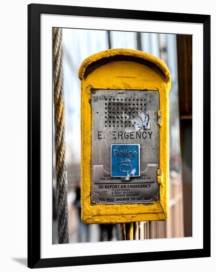 Police Emergency Call Box on the Walkway of the Brooklyn Bridge in New York-Philippe Hugonnard-Framed Premium Photographic Print