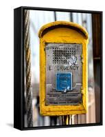 Police Emergency Call Box on the Walkway of the Brooklyn Bridge in New York-Philippe Hugonnard-Framed Stretched Canvas