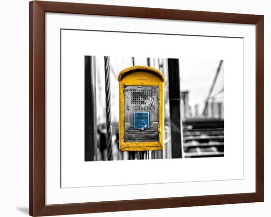 Police Emergency Call Box on the Walkway of the Brooklyn Bridge in New York-Philippe Hugonnard-Framed Art Print