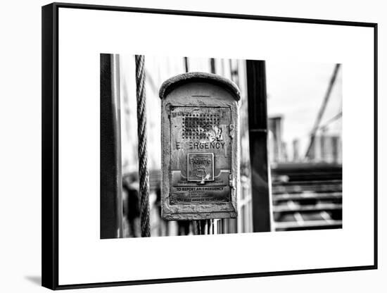 Police Emergency Call Box on the Walkway of the Brooklyn Bridge in New York-Philippe Hugonnard-Framed Stretched Canvas