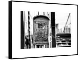 Police Emergency Call Box on the Walkway of the Brooklyn Bridge in New York-Philippe Hugonnard-Framed Stretched Canvas