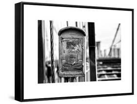 Police Emergency Call Box on the Walkway of the Brooklyn Bridge in New York-Philippe Hugonnard-Framed Stretched Canvas