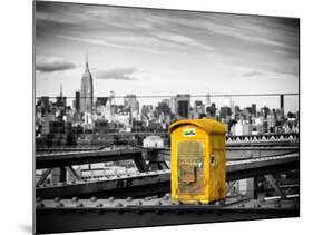 Police Emergency Call Box on the Walkway of the Brooklyn Bridge with Skyline of Manhattan-Philippe Hugonnard-Mounted Photographic Print