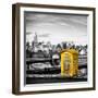 Police Emergency Call Box on the Walkway of the Brooklyn Bridge with Skyline of Manhattan-Philippe Hugonnard-Framed Photographic Print