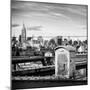 Police Emergency Call Box on the Walkway of the Brooklyn Bridge with Skyline of Manhattan-Philippe Hugonnard-Mounted Photographic Print