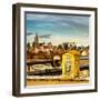 Police Emergency Call Box on the Walkway of the Brooklyn Bridge with Skyline of Manhattan-Philippe Hugonnard-Framed Photographic Print