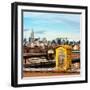 Police Emergency Call Box on the Walkway of the Brooklyn Bridge with Skyline of Manhattan-Philippe Hugonnard-Framed Photographic Print