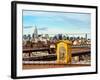 Police Emergency Call Box on the Walkway of the Brooklyn Bridge with Skyline of Manhattan-Philippe Hugonnard-Framed Photographic Print