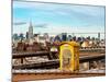 Police Emergency Call Box on the Walkway of the Brooklyn Bridge with Skyline of Manhattan-Philippe Hugonnard-Mounted Photographic Print