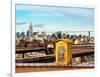 Police Emergency Call Box on the Walkway of the Brooklyn Bridge with Skyline of Manhattan-Philippe Hugonnard-Framed Photographic Print