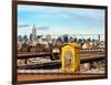 Police Emergency Call Box on the Walkway of the Brooklyn Bridge with Skyline of Manhattan-Philippe Hugonnard-Framed Photographic Print