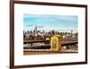 Police Emergency Call Box on the Walkway of the Brooklyn Bridge with Skyline of Manhattan-Philippe Hugonnard-Framed Art Print