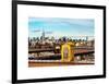 Police Emergency Call Box on the Walkway of the Brooklyn Bridge with Skyline of Manhattan-Philippe Hugonnard-Framed Art Print