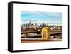 Police Emergency Call Box on the Walkway of the Brooklyn Bridge with Skyline of Manhattan-Philippe Hugonnard-Framed Stretched Canvas