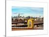 Police Emergency Call Box on the Walkway of the Brooklyn Bridge with Skyline of Manhattan-Philippe Hugonnard-Stretched Canvas