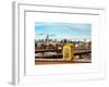 Police Emergency Call Box on the Walkway of the Brooklyn Bridge with Skyline of Manhattan-Philippe Hugonnard-Framed Art Print