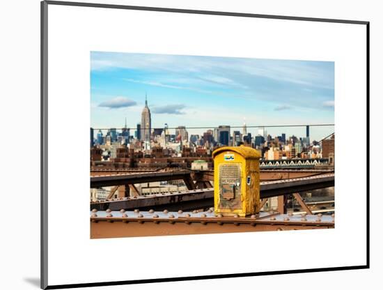 Police Emergency Call Box on the Walkway of the Brooklyn Bridge with Skyline of Manhattan-Philippe Hugonnard-Mounted Art Print