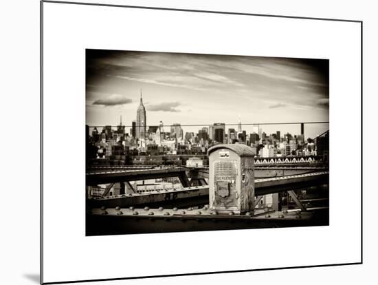 Police Emergency Call Box on the Walkway of the Brooklyn Bridge with Skyline of Manhattan-Philippe Hugonnard-Mounted Art Print