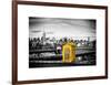 Police Emergency Call Box on the Walkway of the Brooklyn Bridge with Skyline of Manhattan-Philippe Hugonnard-Framed Art Print