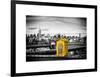 Police Emergency Call Box on the Walkway of the Brooklyn Bridge with Skyline of Manhattan-Philippe Hugonnard-Framed Art Print