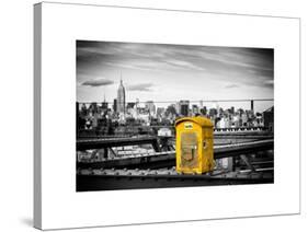 Police Emergency Call Box on the Walkway of the Brooklyn Bridge with Skyline of Manhattan-Philippe Hugonnard-Stretched Canvas