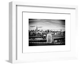 Police Emergency Call Box on the Walkway of the Brooklyn Bridge with Skyline of Manhattan-Philippe Hugonnard-Framed Art Print