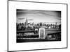 Police Emergency Call Box on the Walkway of the Brooklyn Bridge with Skyline of Manhattan-Philippe Hugonnard-Mounted Art Print