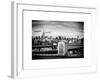 Police Emergency Call Box on the Walkway of the Brooklyn Bridge with Skyline of Manhattan-Philippe Hugonnard-Framed Art Print