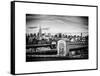 Police Emergency Call Box on the Walkway of the Brooklyn Bridge with Skyline of Manhattan-Philippe Hugonnard-Framed Stretched Canvas