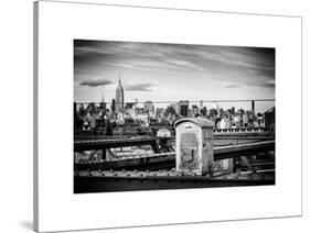 Police Emergency Call Box on the Walkway of the Brooklyn Bridge with Skyline of Manhattan-Philippe Hugonnard-Stretched Canvas