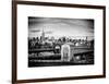 Police Emergency Call Box on the Walkway of the Brooklyn Bridge with Skyline of Manhattan-Philippe Hugonnard-Framed Art Print