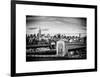 Police Emergency Call Box on the Walkway of the Brooklyn Bridge with Skyline of Manhattan-Philippe Hugonnard-Framed Art Print