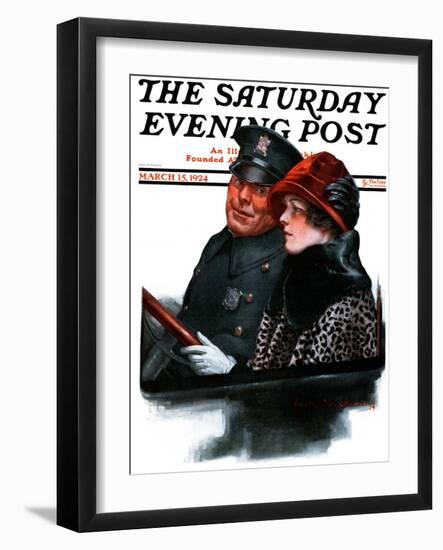"Police Escort," Saturday Evening Post Cover, March 15, 1924-Charles A. MacLellan-Framed Giclee Print