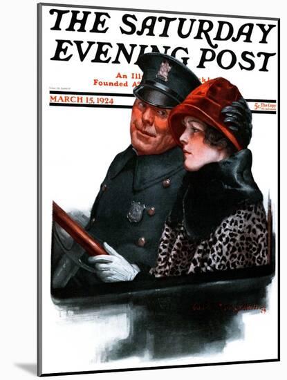 "Police Escort," Saturday Evening Post Cover, March 15, 1924-Charles A. MacLellan-Mounted Giclee Print