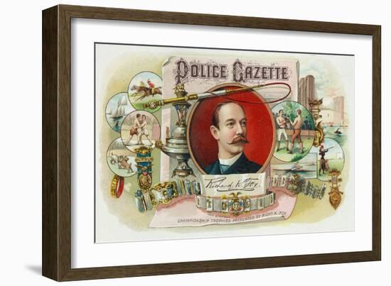 Police Gazette Brand Cigar Box Label-Lantern Press-Framed Art Print