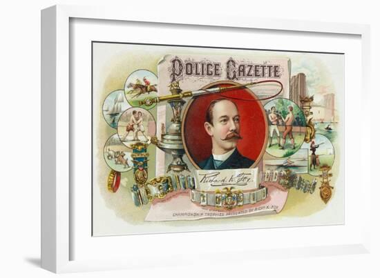 Police Gazette Brand Cigar Box Label-Lantern Press-Framed Art Print