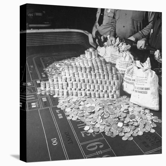 Police Guarding $500,000 in Silver Being Used During a WWII War Bond Rally in a Gambling Casino-John Florea-Stretched Canvas