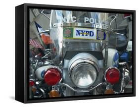 Police Harley Davidson Motorbike, New York City, New York, United States of America, North America-Hans Peter Merten-Framed Stretched Canvas