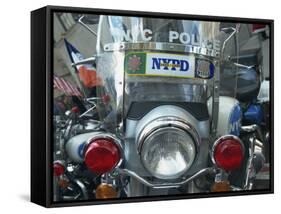 Police Harley Davidson Motorbike, New York City, New York, United States of America, North America-Hans Peter Merten-Framed Stretched Canvas