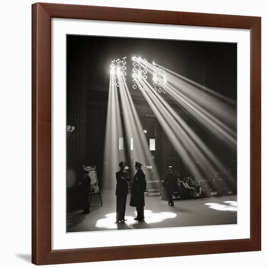 Police in Waiting Room of the Union Station, Chicago-null-Framed Photographic Print
