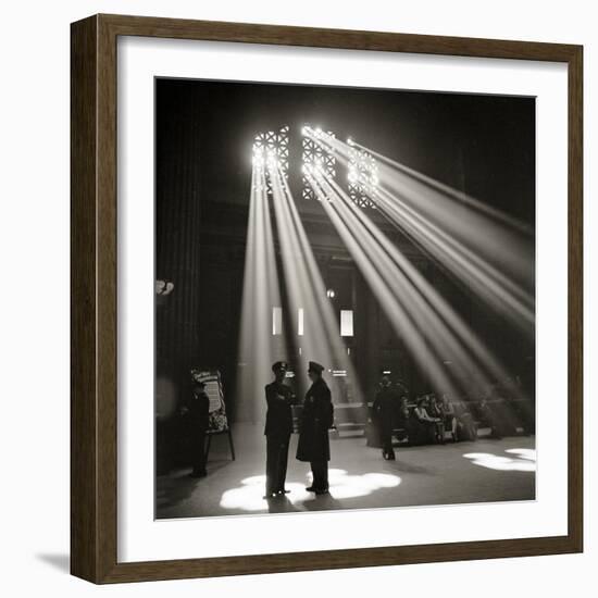 Police in Waiting Room of the Union Station, Chicago-null-Framed Photographic Print