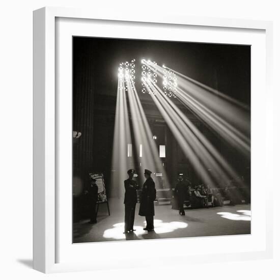 Police in Waiting Room of the Union Station, Chicago-null-Framed Photographic Print