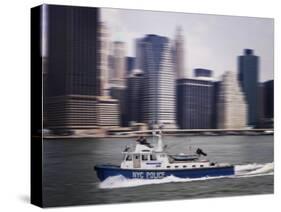 Police Launch, Hudson River, New York City, United States of America, North America-null-Stretched Canvas